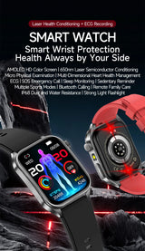 2026Hot AI-GPT Diagosis ECG Health SmartWatch Blood Pressure Lipid Uric Acid 650nm Dual-Probelaser Heart Analysis Smart bracelet
