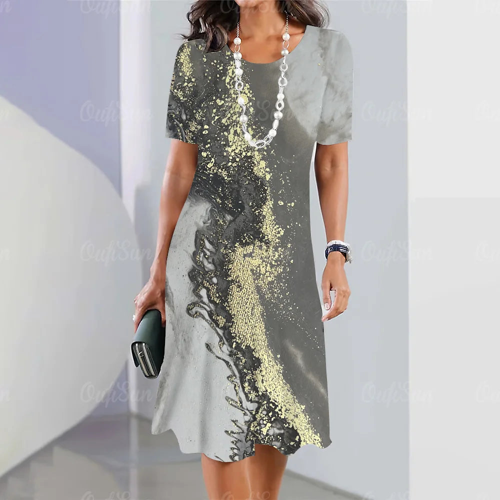 Elegant Graphic Print Midi Dress
