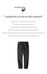 Maden Men's Vintage Black Washed Straight-Leg Denim Jeans