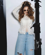 Summer Elegant Lace Hollow Out Party Blouse