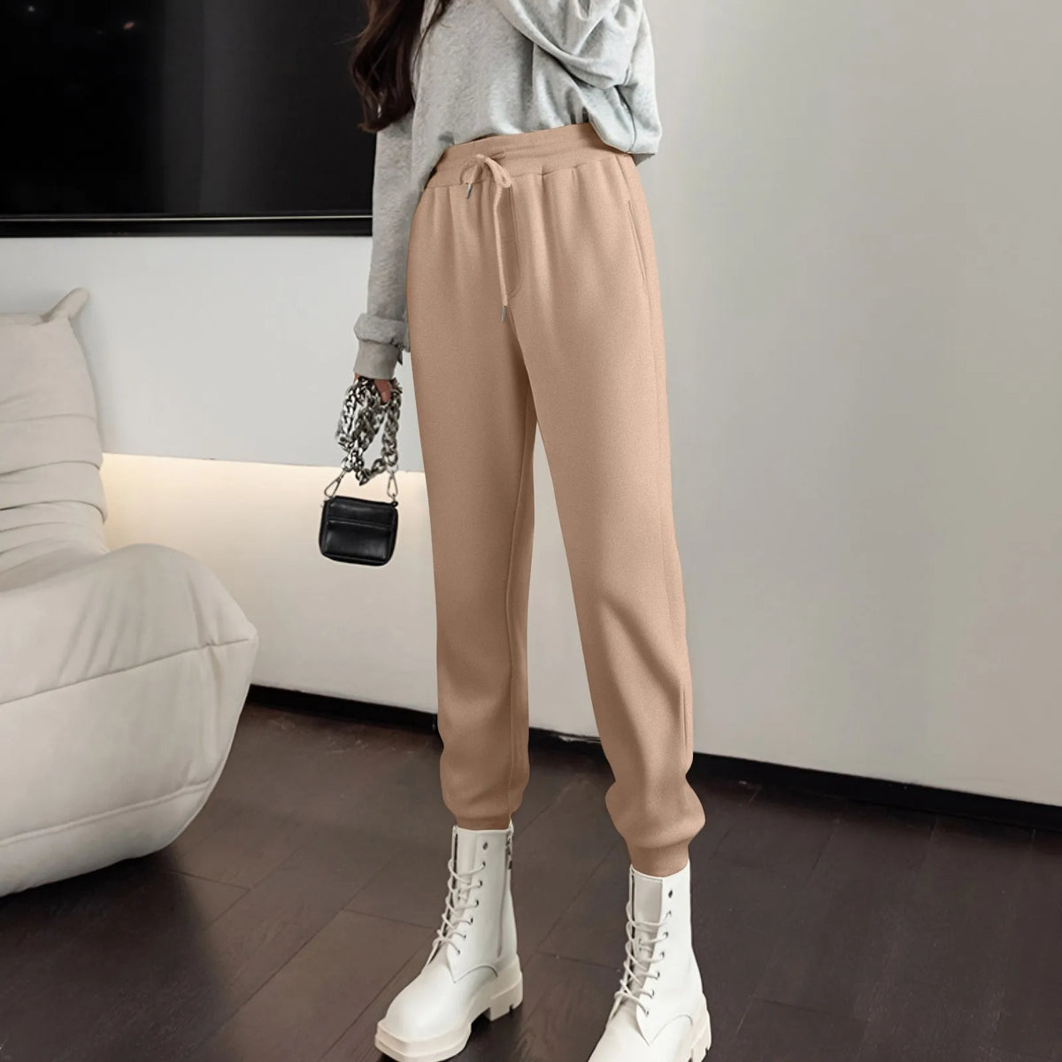 Women's High-Waist Drawstring Straight-Leg Pants