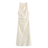Elegant Satin Summer Slip Dress | Chic Evening Midi for Women