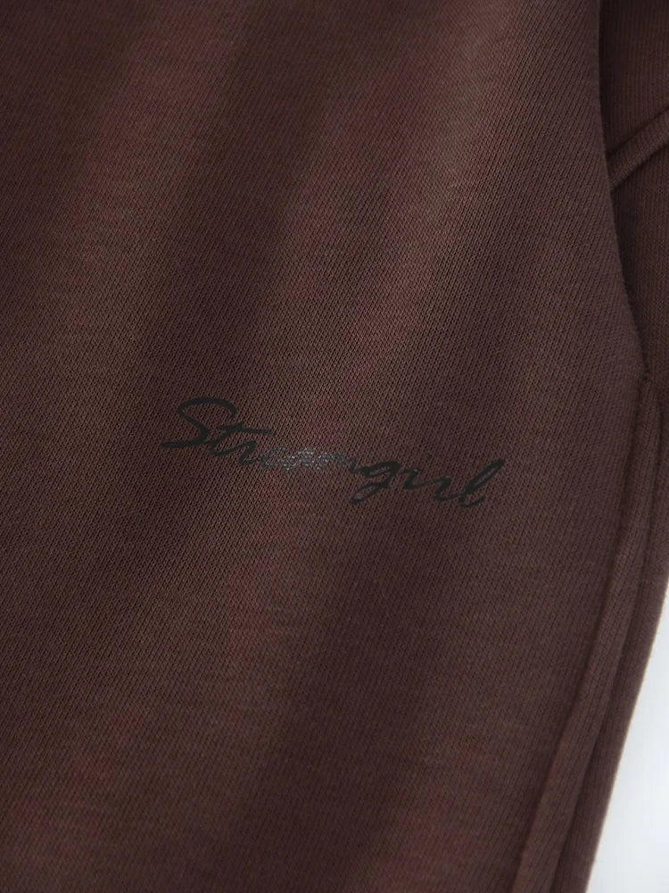 Women Tracksuits Winter Fleece Sweatsuit Brown Warm Crop Zipper Hoodies And Sweatpants Set For Women 2 Piece Velvet Pants Sets