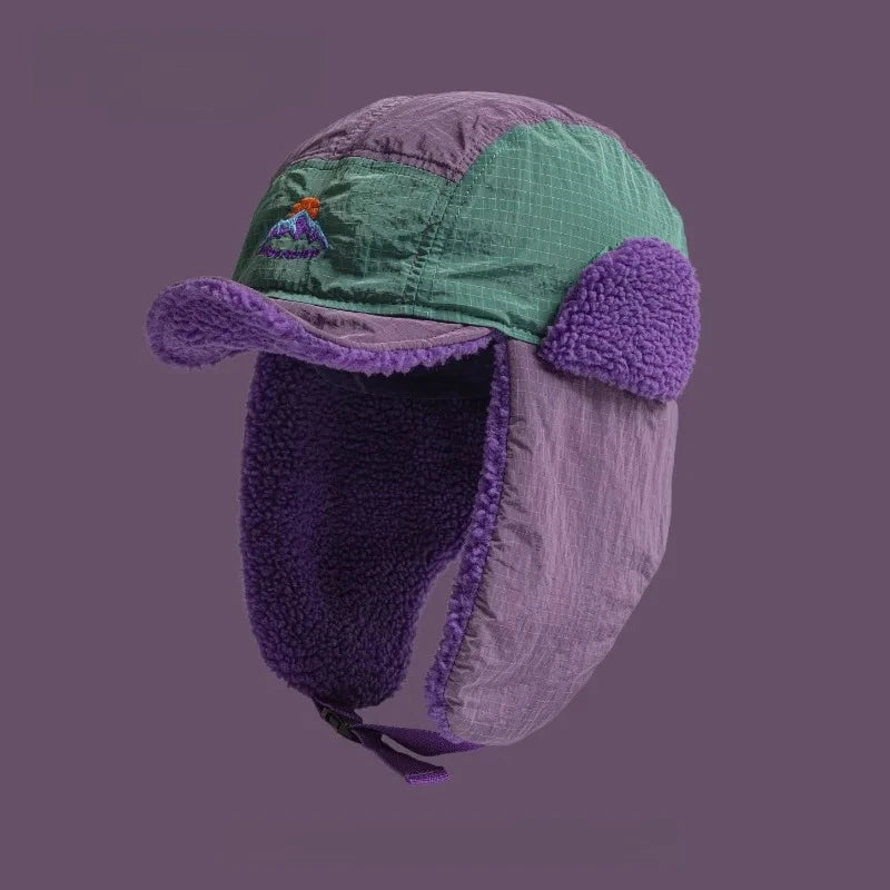 Embroidered Plush Earflap Bomber Hat – Unisex Winter