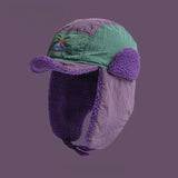 Embroidered Plush Earflap Bomber Hat – Unisex Winter