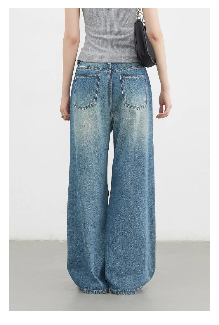CHIC VEN Women Jeans Fashion Casual Loose High Waisted Wide Leg Denim Pants Streetwear Female Trousers Spring Autumn New 2026