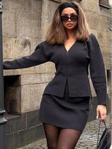 Elegant 2-Piece Knit Skirt Set