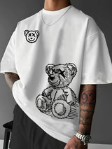 Men's Cartoon Bear 100% Pure Cotton Graphic Tee