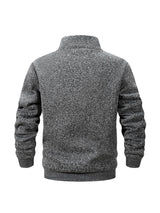 Men Fleece Lined Sweatshirts Winter Warm Pullover Half Zipper Pullover for Male Hoody Outdoor Sweatshit Solid Color Stand Collar
