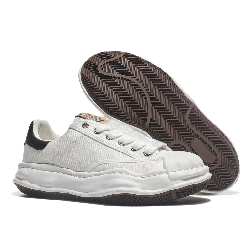 Unisex Thick Sole Board Sneakers — Breathable Lace-Up Casual Walking Shoes
