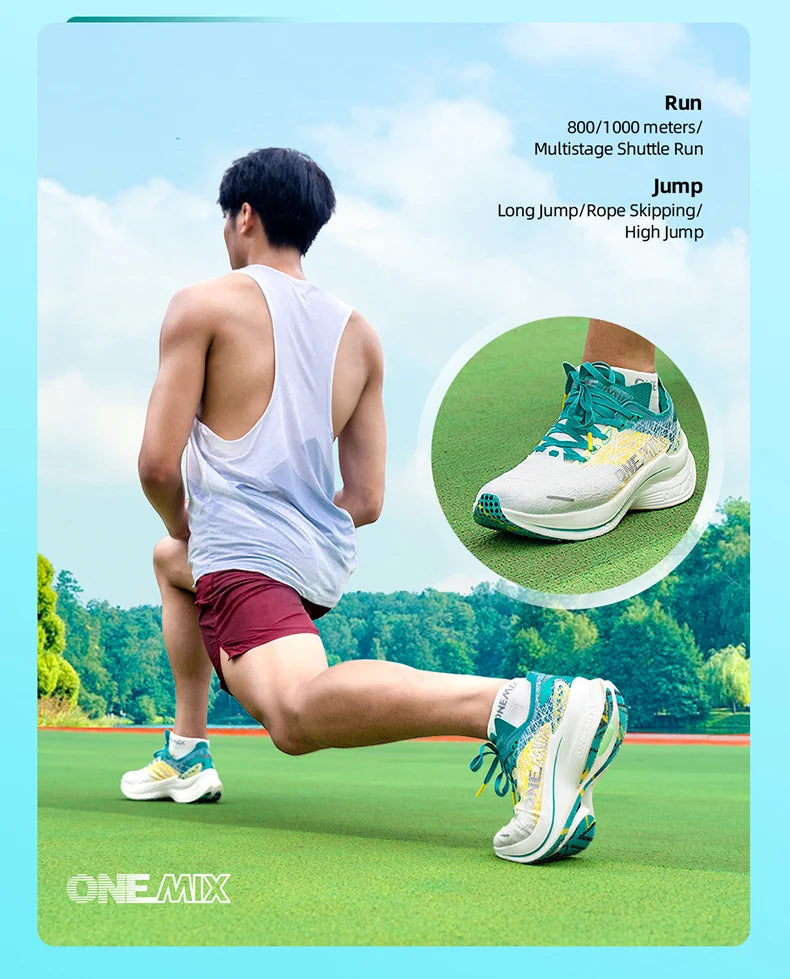 ONEMIX Marathon Carbon Plate Running Shoes Shock Absorption Ultra-light Sports Shoes Rebound Technology Outdoor Men Sneakers