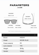 KDEAM XXL Size Men's Polarized Sunglasses Outdoor Sports Goggles Overall Width 155mm Extra Large Sunglass