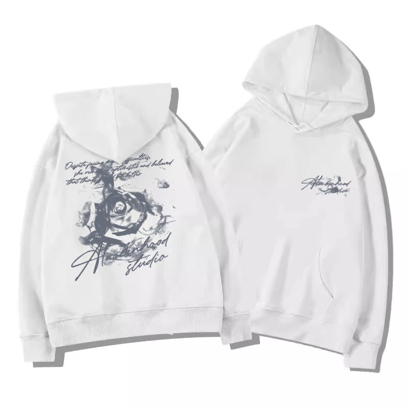 Rose Floral Pullover Hoodie | Relaxed Everyday Style