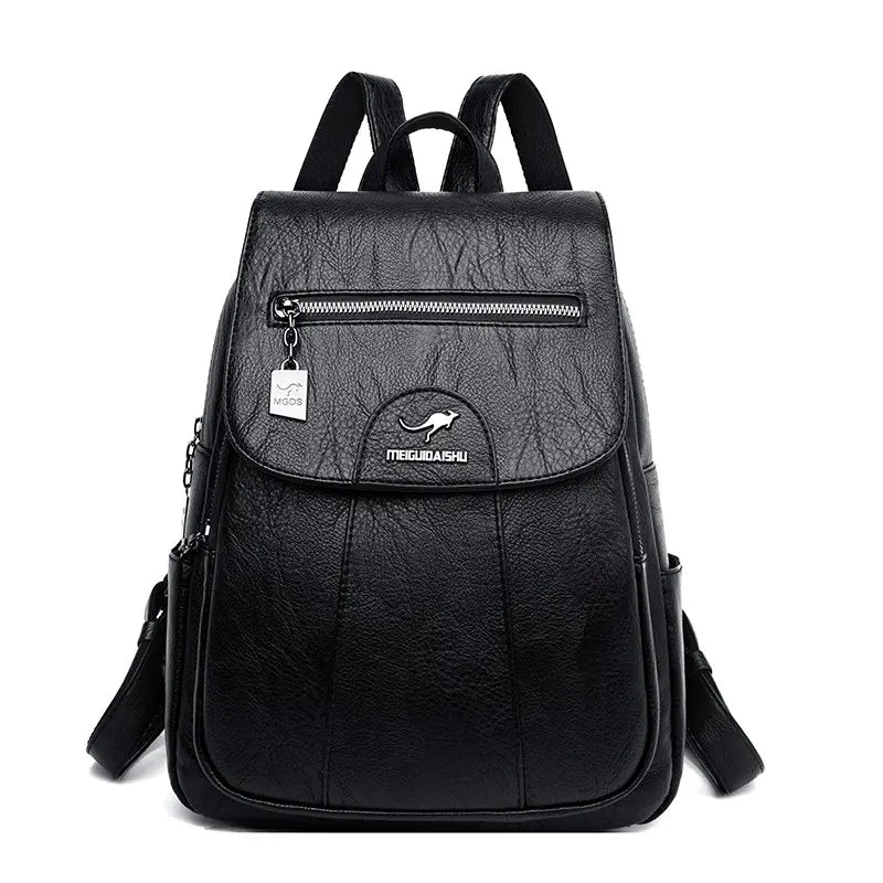 Women's Leather Backpack with Organizer Pockets