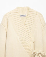 Chic V-neck Knitted Lace-up Women Cardigan Elegant Solid Full Sleeve Loose Cropped Sweater 2026 Lady Commute Office Cardigans
