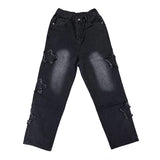 Star Embroidery Straight Casual Men Jeans Gothic Neutral New Wide Leg Loose Hip-hop Fashion Youth Streetwear Denim Trousers Y2K