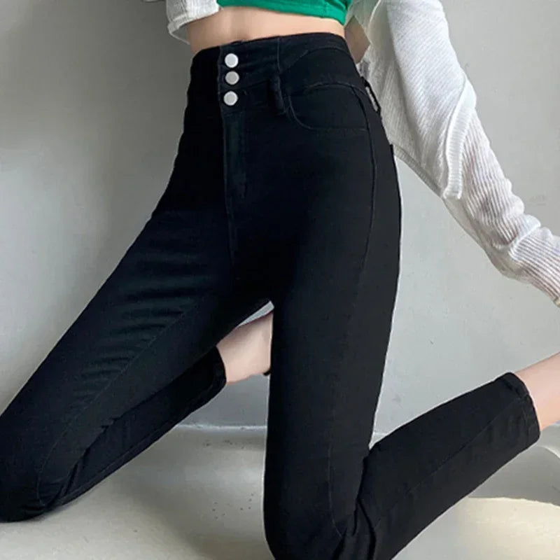 Women's High Waist Stretch Jeans – Slim Denim Pants