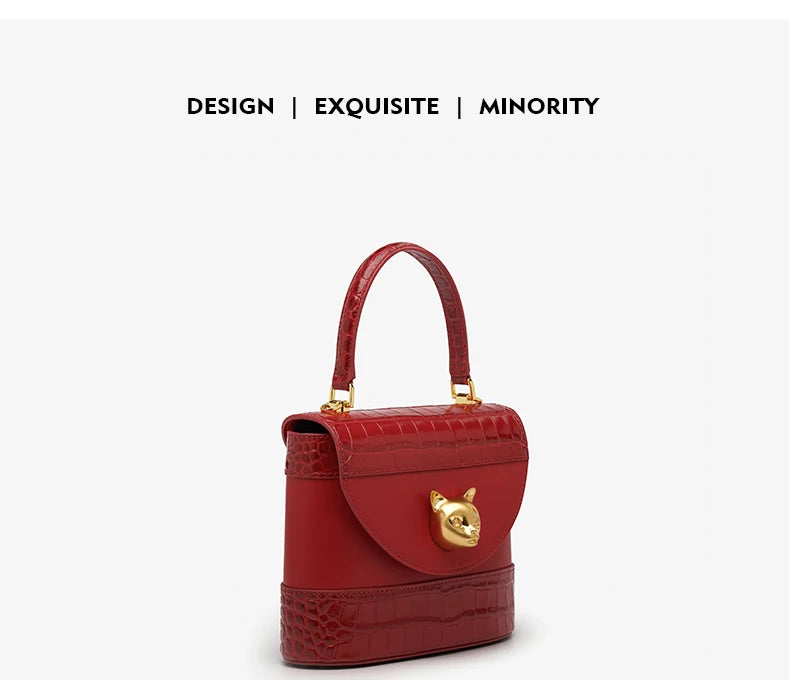 BAFELLI HANDBAG 2026 WOMEN'S NEW CROSSBODY LEATHER PURSE EVENING BAG CROCODILE GRAIN DESIGNER BUCKET CAT LUXURY BRAND FASHION