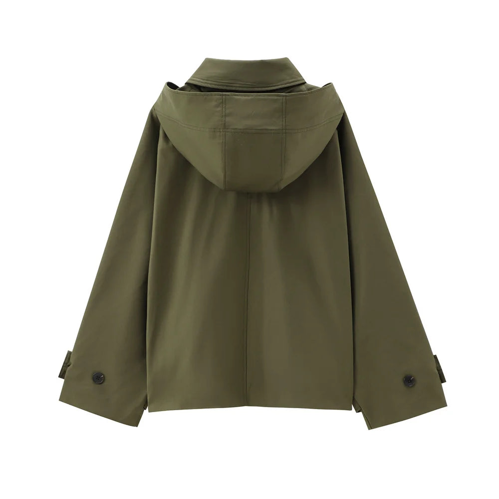 European Style Hooded Trench Jacket