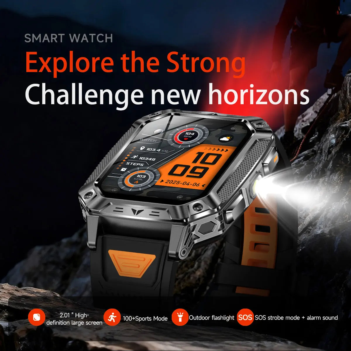 2026 Military-Grade Outdoor Sports Smartwatch 1400mAh