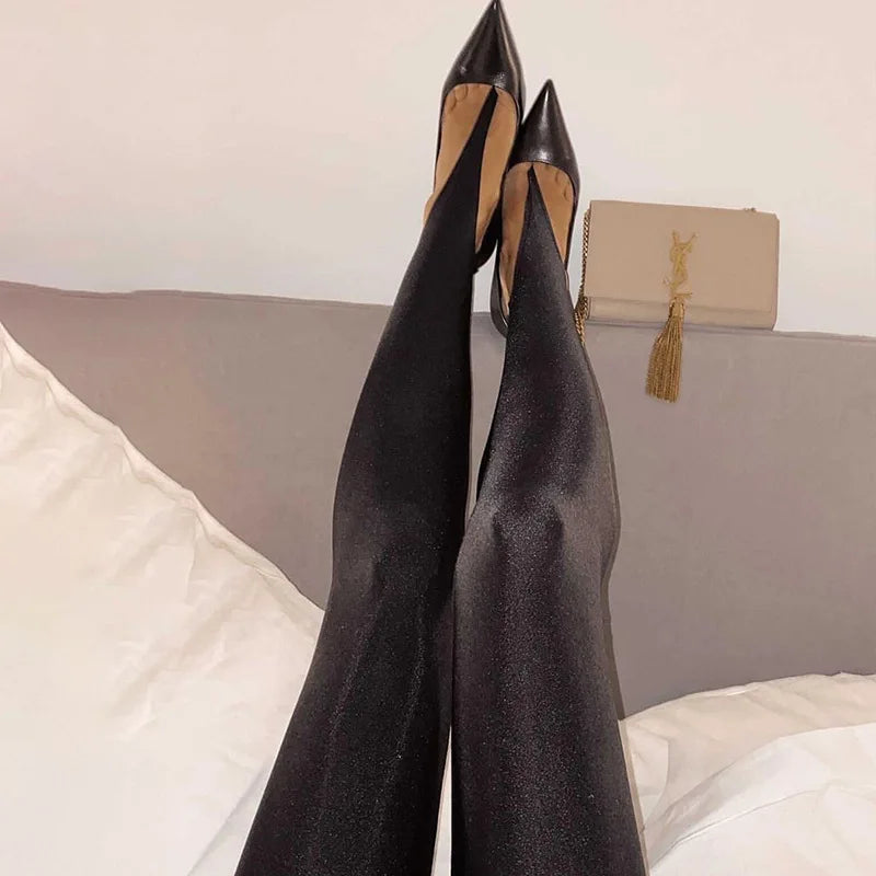 Women's Black Glitter Skinny Pants