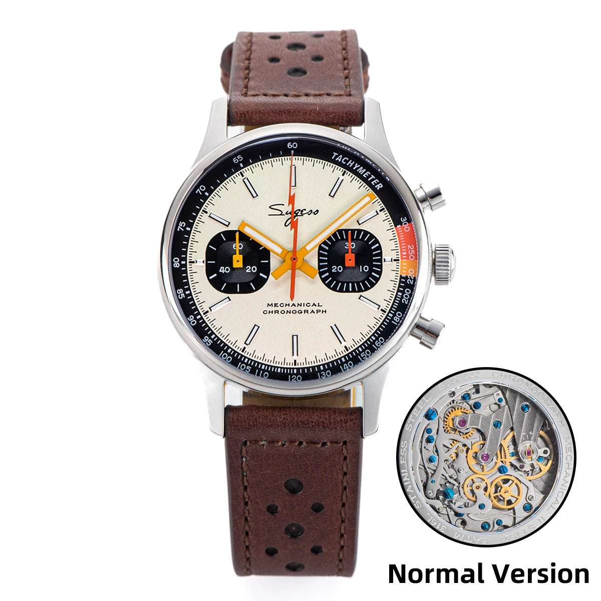 Sugess Watch of Men Chronograph Mechanical Wristwatches with Seagull ST19 Swanneck Movement Pilot Sapphire Crystal Racing V2 New