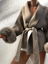 Elegant Lace-Up Woolen Short Coat