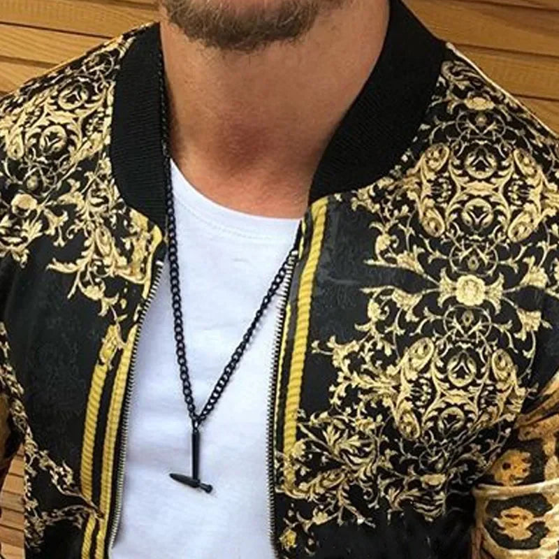 Men's Graphic Print Zip Jacket — Relaxed Street Style