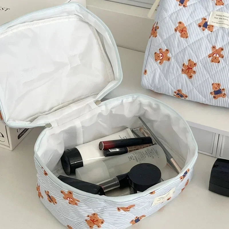 Quilted Bear Floral Cosmetic Bag for Women & Girls