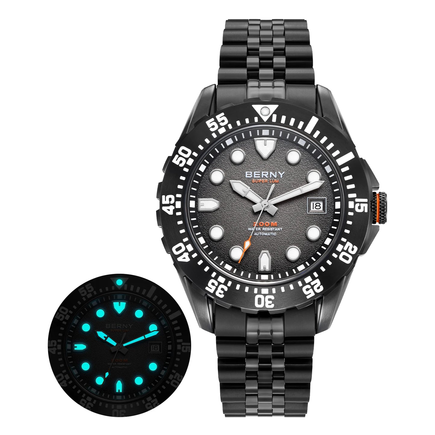 BERNY 20ATM Automatic Diver Watch for Men MIYOTA 8215 Top Accuracy 316L Steel Supper Luminous Sapphire AR Men's Diving Watches