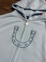 Women Shahzad Clothing Joestar Style Zip Hoodies Men JoJo Light Blue Star Tusk Print Oversized Embroidery Couple Sweatshirt Tops