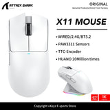 ATTACK SHARK X11 Intelligent Low Power Mouse Wireless 1000Hz PAW3311 Sensor 22000DPI and HUANO 20M Switches for Gaming Mouse