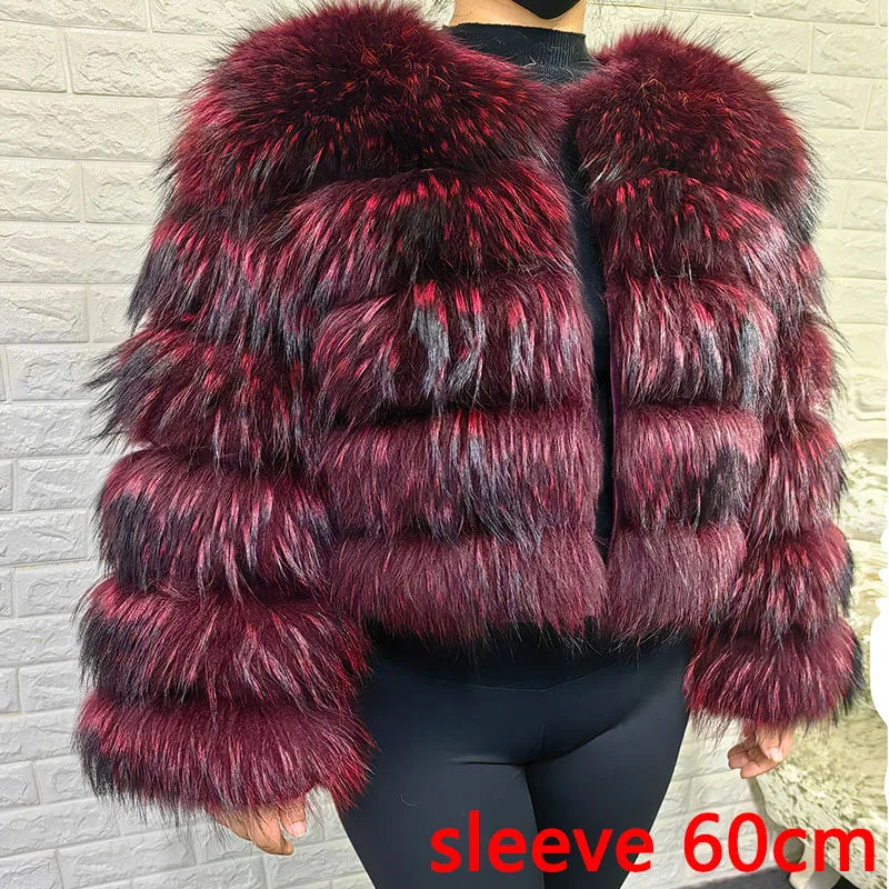Luxury Women’s Real Raccoon & Fox Fur Jacket | Premium Winter Outerwear