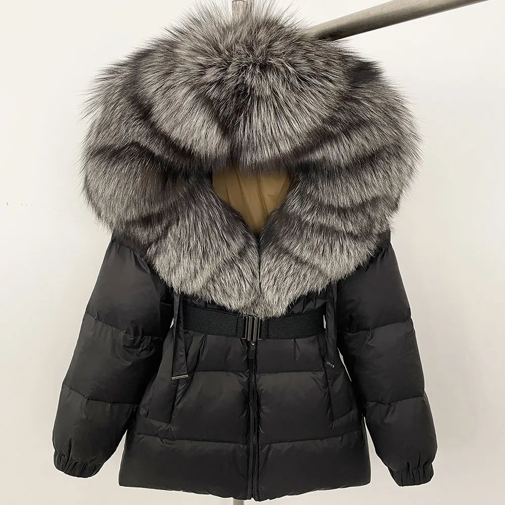 Real Fox Fur Hooded Duck Down Puffer