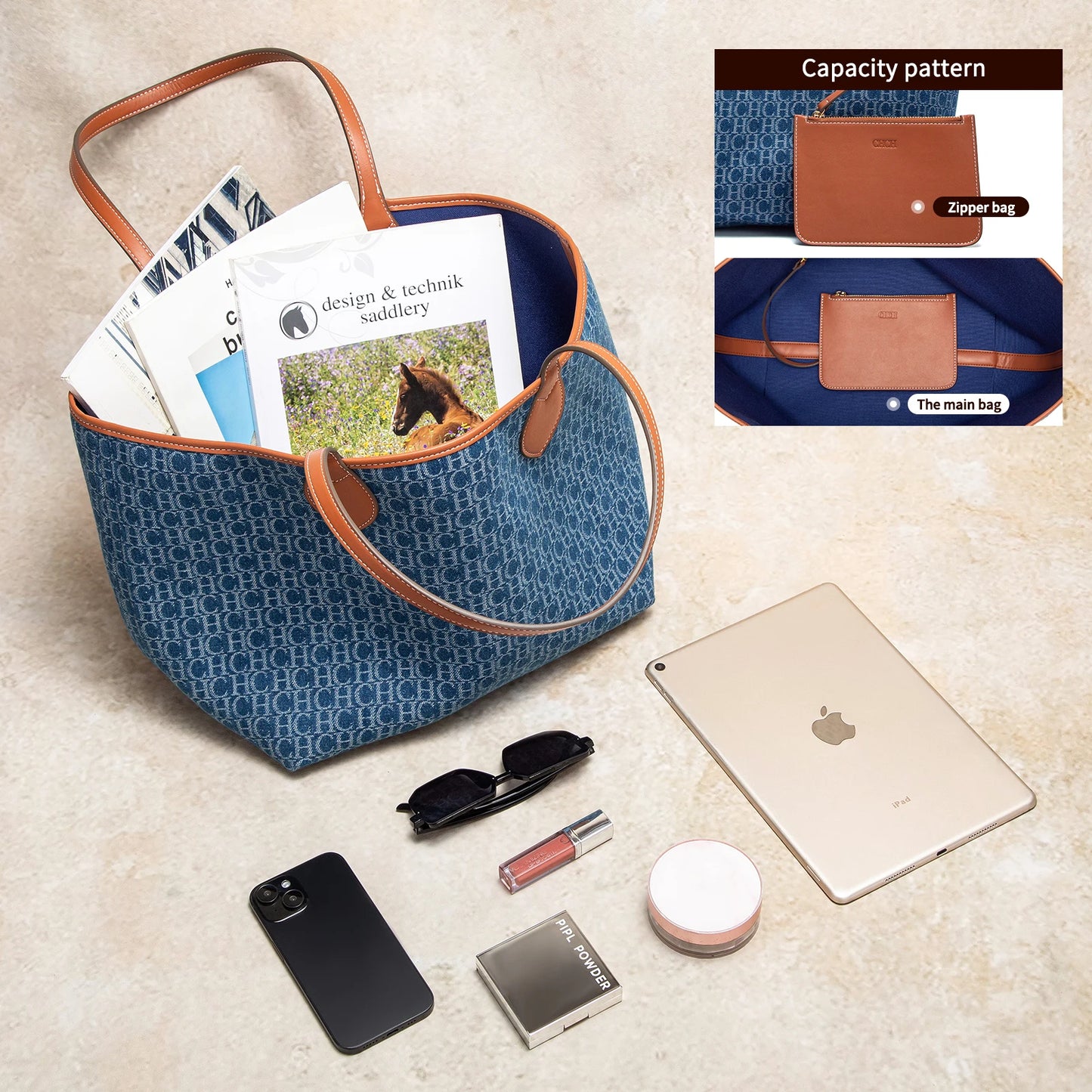Fashion Classic Women's Large Capacity Tote Bag Autumn/Winter Office Women's Single Shoulder Handbag