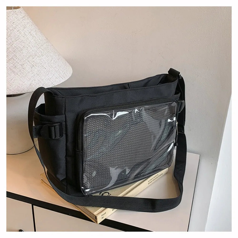 Fashion Transparent Ita Bag Large Capacity College Style Shoulder Bag Canvas Jk Handbag Women Tote Bag College Style