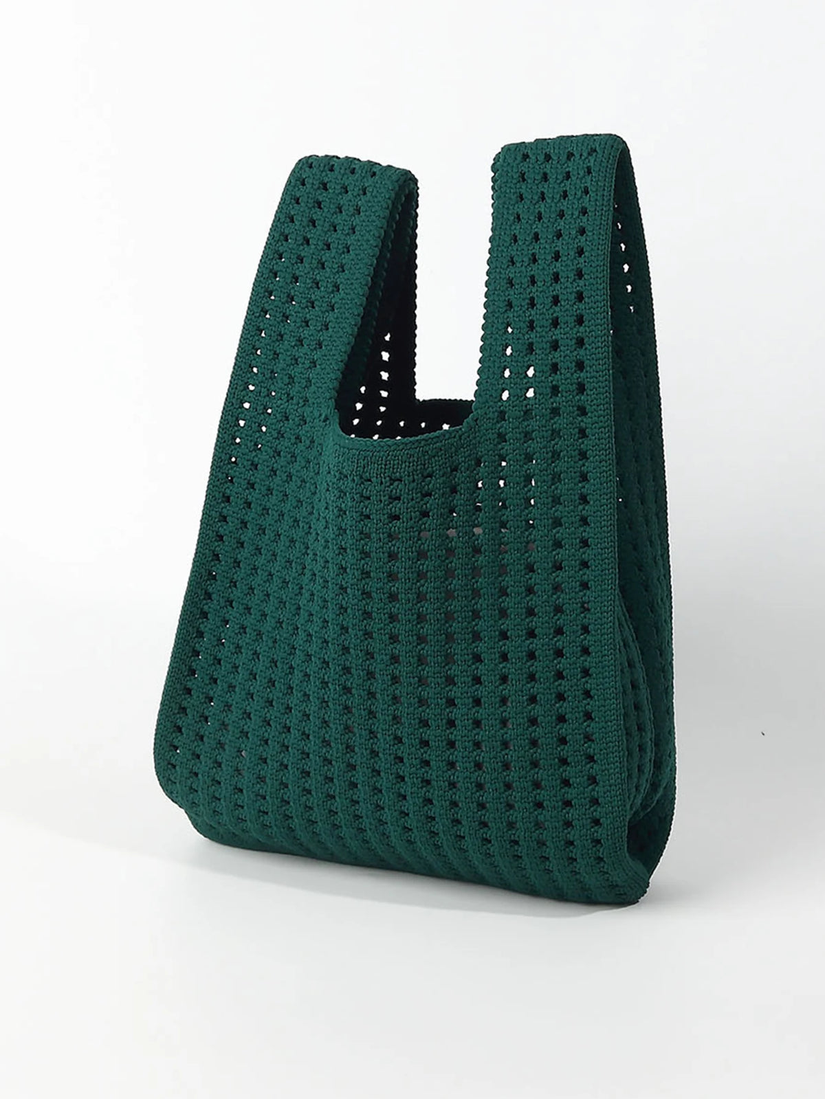 Handmade Knit Handbag Women Mini Shoulder Bag Female Casual Color Wide Stripe Plaid Tote Bag Student Cell Phone Package
