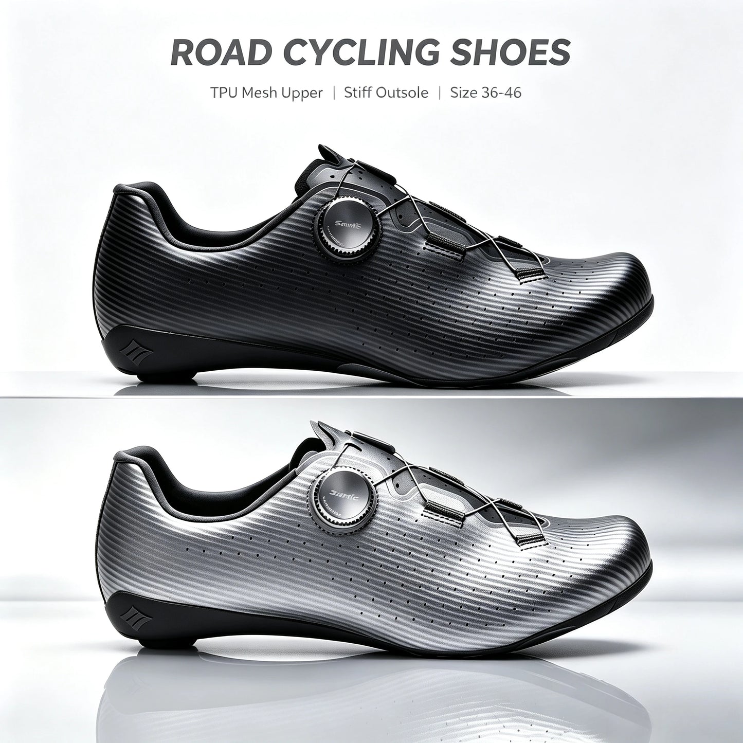 Santic Cycling Shoes Men Carbon Fiber Outsole Road Bike Shoes Women Breathable ATOP Reel Knob Lacing System WZS24043