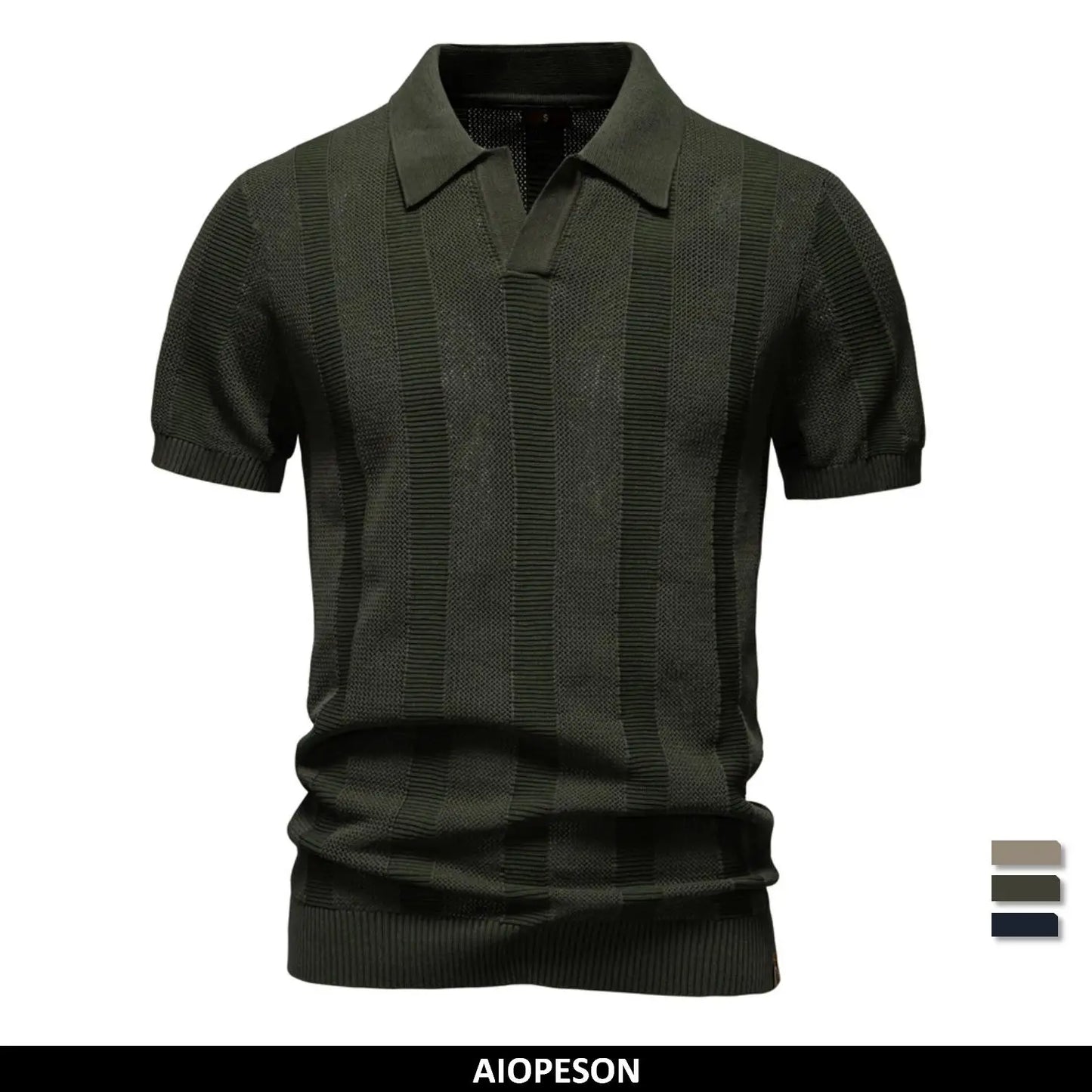 AIOPESON Men's Striped Mesh Polo Shirt | Breathable & Elegant