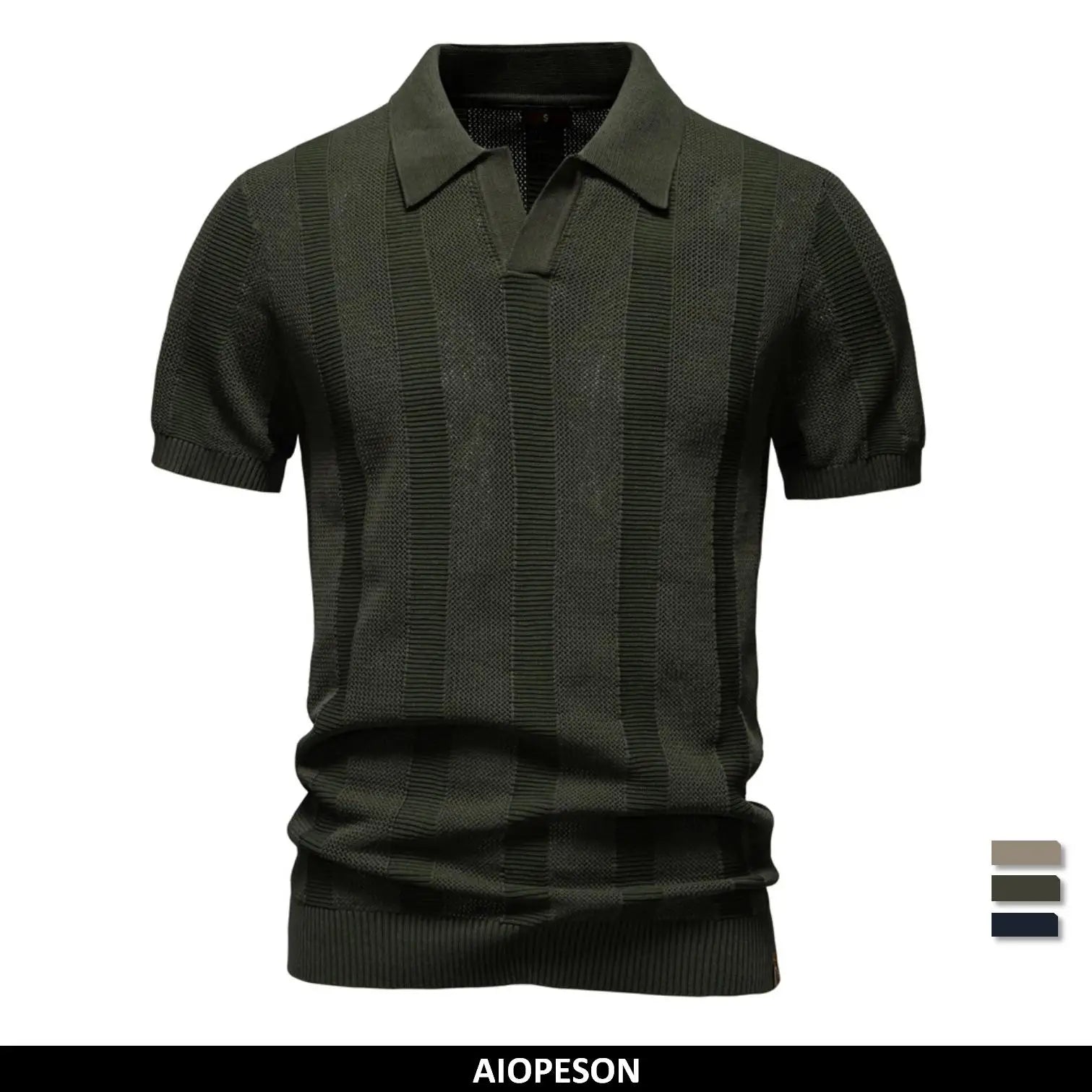 AIOPESON Men's Striped Mesh Polo Shirt | Breathable & Elegant