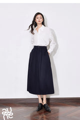 Toyouth Women's Cotton A-Line Midi Skirt | S–XL