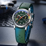 ADDIESDIVE New Men Watch 38mm VK64 Chronograph Fluororubber Luxury Domed Glass BGW9 Luminous 100m Waterproof Quartz Wristwatch