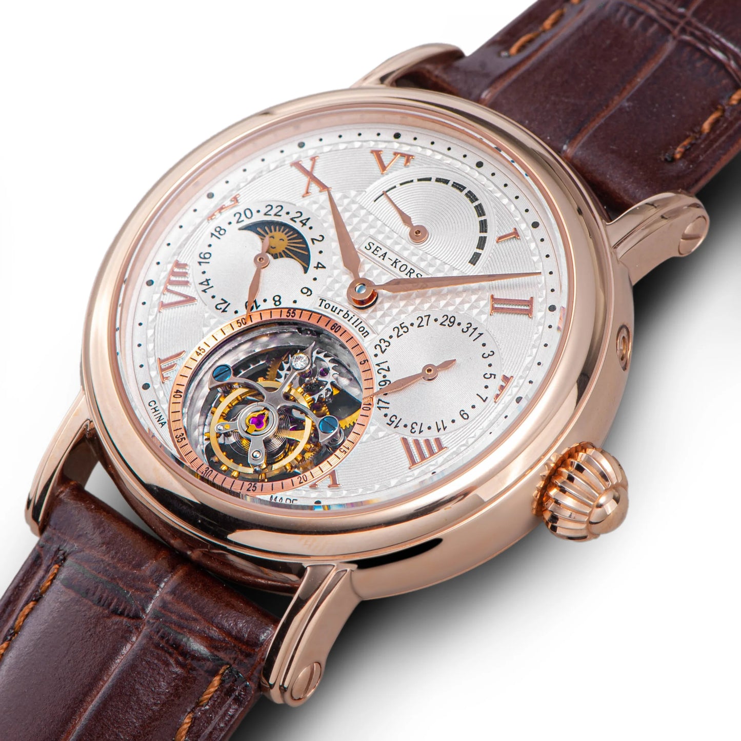 SUGESS 40mm Tourbillon Moonphase Watch | Seagull ST8007