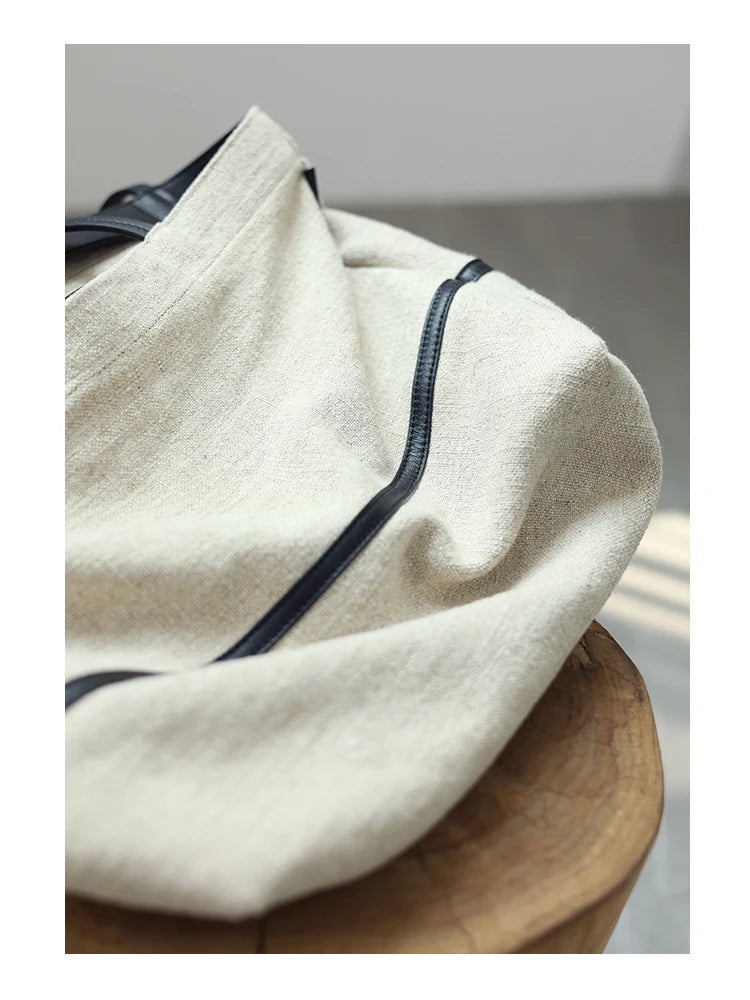 2024 Autumn Cotton And Linen Blend Material Tote Soft And Portable Shoulder Bags Women Casual Practical Bag