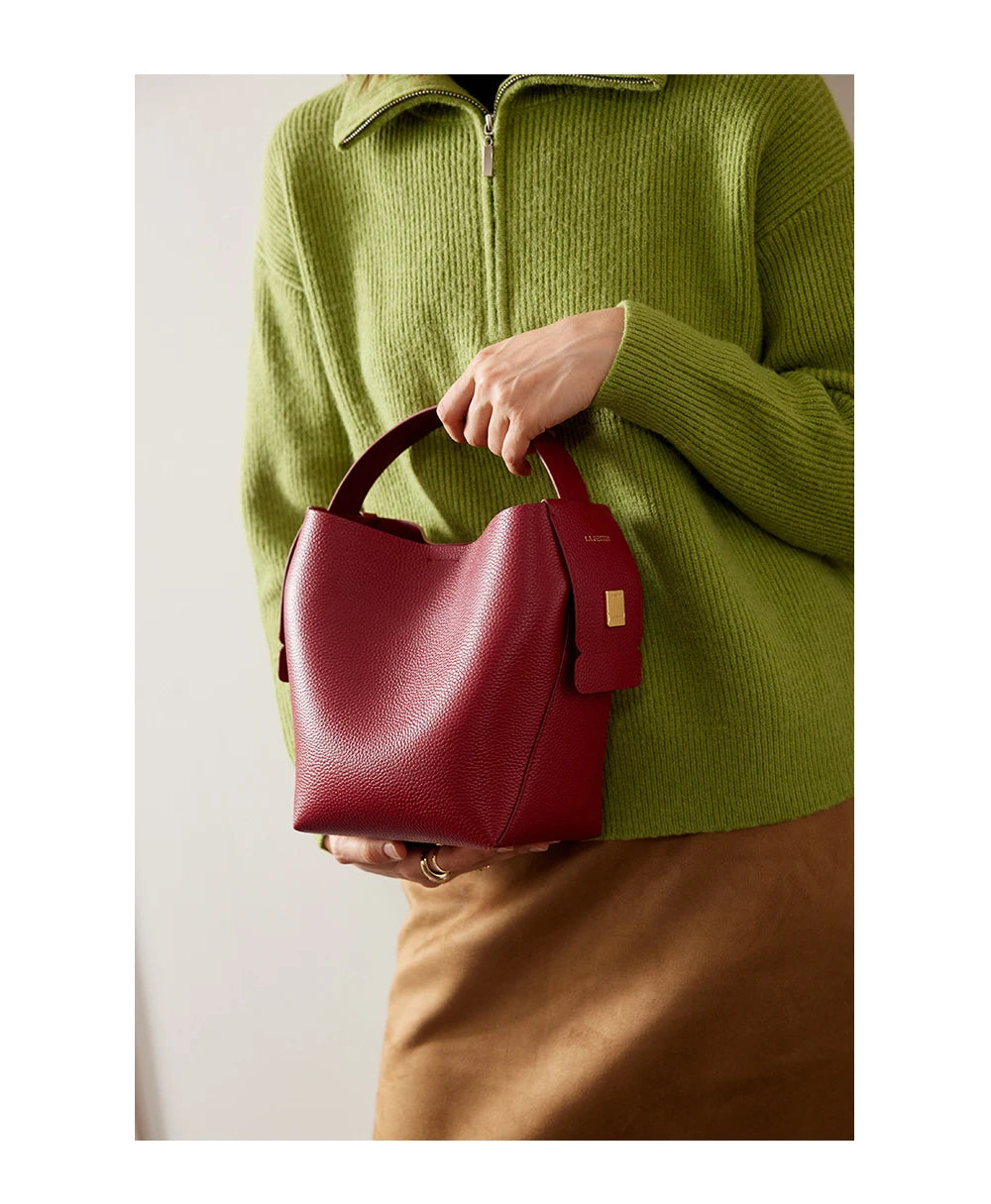 LA FESTIN Original Brand Genuine Leather Ladies Handbag Shoulder Crossbody Bag Portable Bucket Bag Female Bags Women's Bag