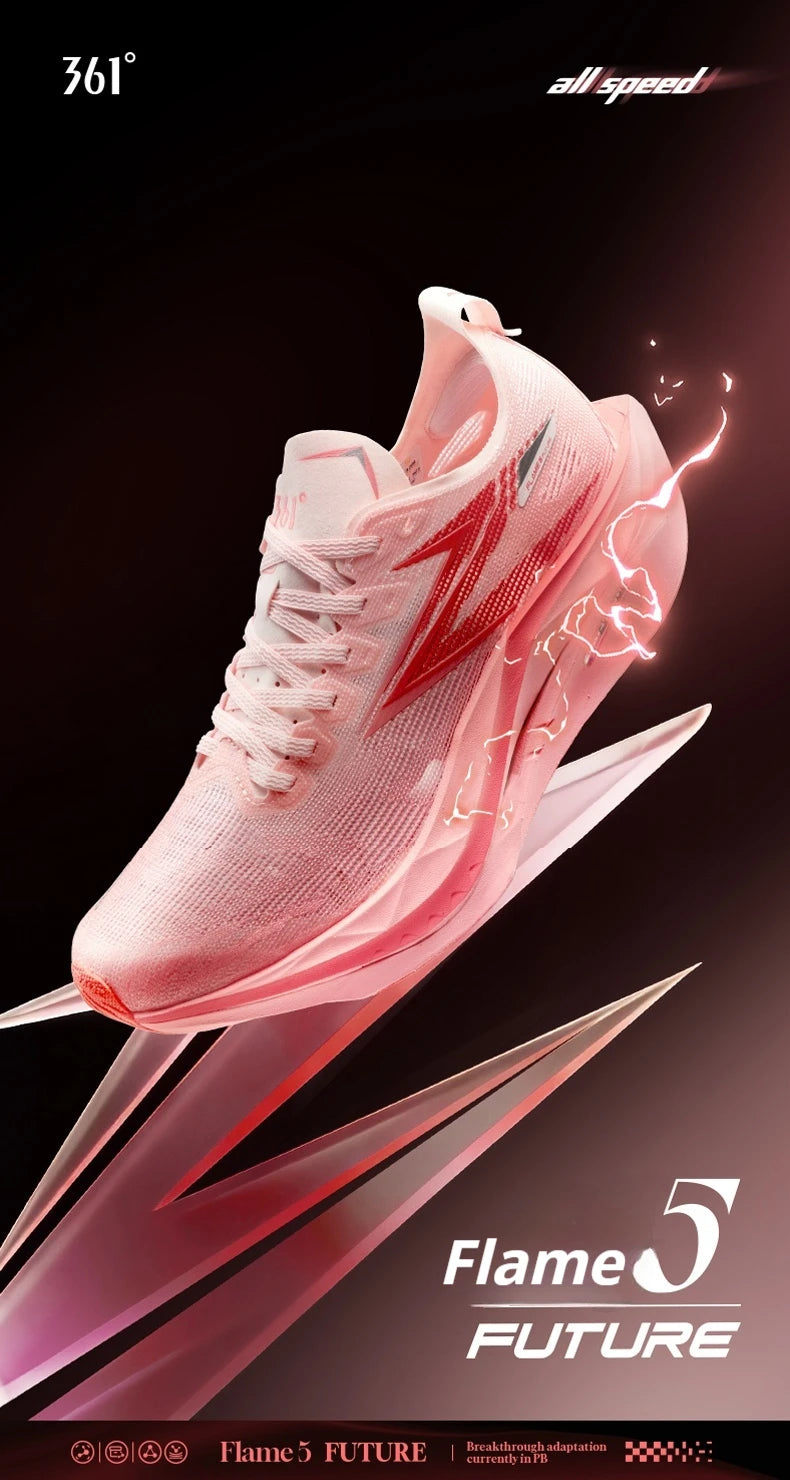 361 Degrees Flame 5 Future Running Shoes New Marathon Plate Racing Carbon Breathable Durable Cushion Stable Sneakers 672612207