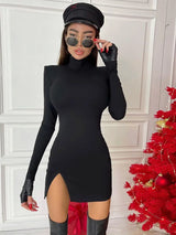 Long Sleeve Bodycon Mini Dress - Slim Fit Knit Streetwear