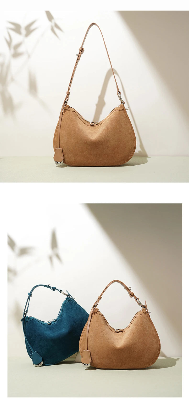 2025 Spring Summer Suede Hobo Bag Sophisticated Single Shoulder Tote Vintage Inspired Trendy Crossbody Pack Women's Handbag