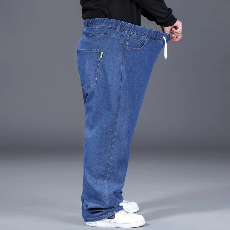 Men's Plus Size Straight-Leg Elastic Waist Jeans