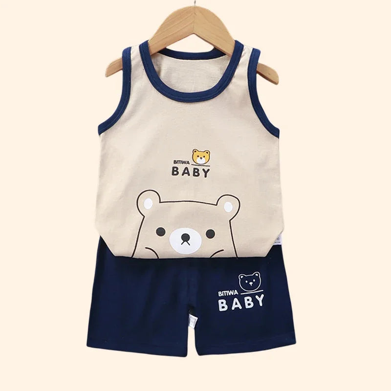 Kids' Cotton Summer Vest & Shorts Set